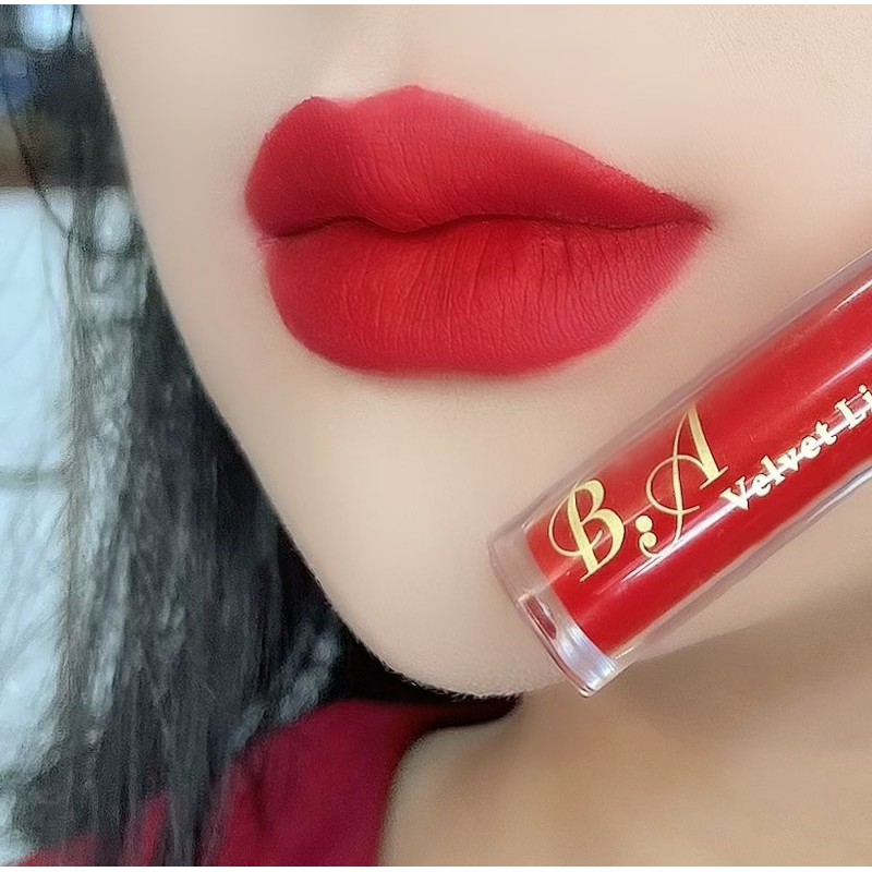 [02 Đỏ Lạnh] Son Kem Lì Nắp Vàng Cao Cấp B.A Màu Đỏ Lạnh | BigBuy360 - bigbuy360.vn