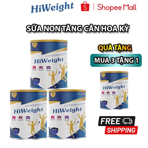 Combo 3 hộp sữa bột HiWeight hỗ trợ tăng cân hộp 650g