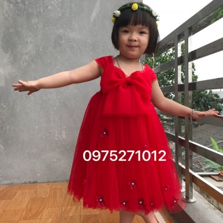 Váy tutu đỏ nơ cho bé