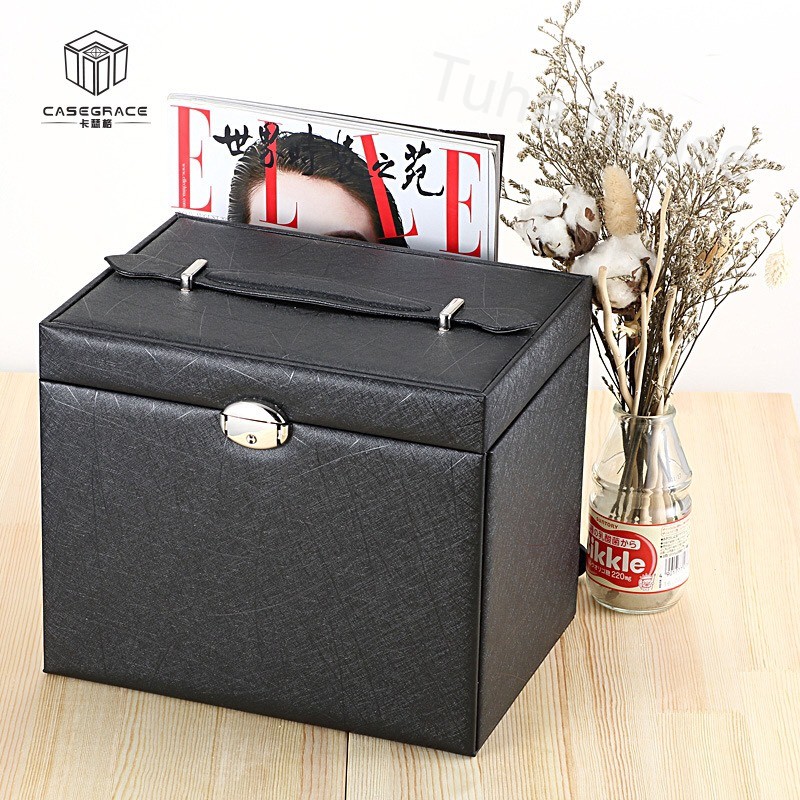 Hộp đựng trang sức bọc da 5 tầng 2 ngăn đựng dây chuyền T15 chứa hộp nữ trang mini