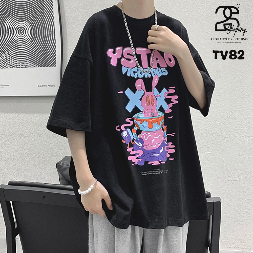 Áo Oversize 2s Clothing Áo Form Rộng Thun Nam Basic Streetwear Cotton Oversize Giá Rẻ In Bad Rabbit TV82