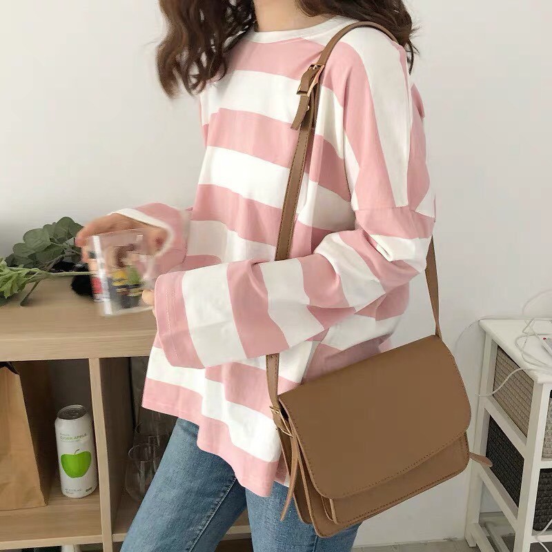 Áo thun tay dài unisex ulzzang sọc kẻ cao cấp SNT001 | BigBuy360 - bigbuy360.vn
