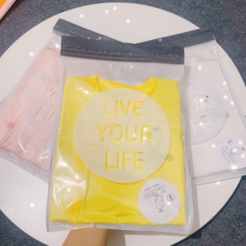 Bộ Dài Tay Thun Lạnh Cúc Chéo Kwoo Cho Bé, Đồ bộ sơ sinh đáp đũng đóng bỉm