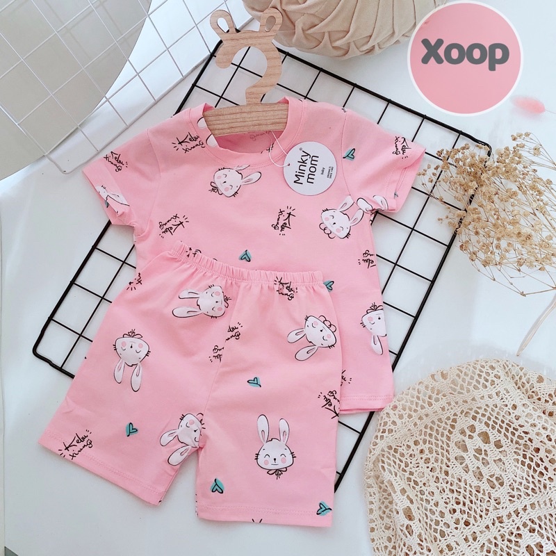 Sale !!Bộ Cộc Tay Cotton 100% Hàng Minky Mom In Toàn Thân  Họa Tiết Ô Tô Xanh Ngọc- Bò Sữa Cho Bé (Sz 8-18kg)( 1467)