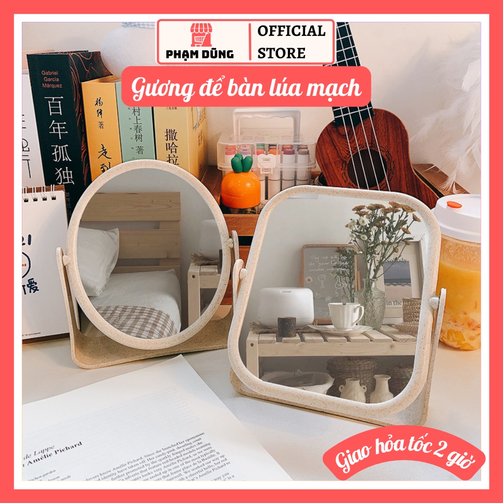 Gương soi để bàn lúa mạch , kiếng soi trang điểm đề bàn