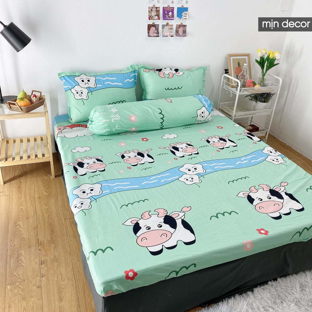 Bộ vỏ ga giường vỏ gối cotton, bộ ga giường cotton 3D nhiều màu