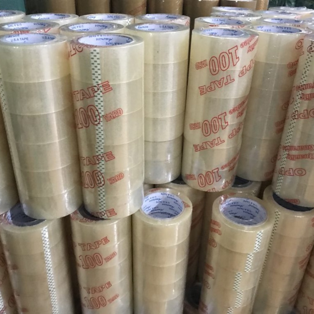 🔴HỎA TỐC 1H || CHUẨN 1,2KG - BĂNG KEO 100 YARD DÁN THÙNG - 1 CÂY 6 CUỘN, ĐỘ DÍNH BĂNG KEO 0.55Mic CHẮC DAI KHÔNG ĐỨT.