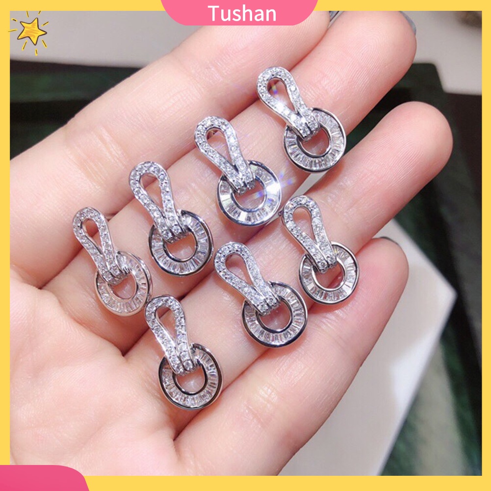 Bông Tai Hình Tròn Đính Đá Sang Trọng