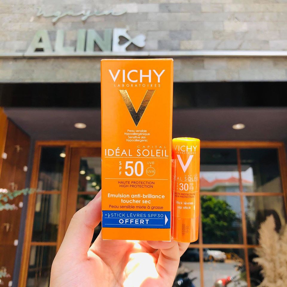 Kem chống nắng VICHY 50ml, Tặng Son Dưỡng Vichy ( chính hãng)