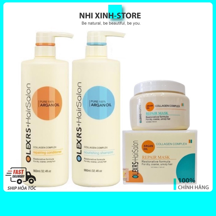 Cặp Dầu Gội Xả Olexrs Argan Oil Collagen Hair Salon 500ML-960ML