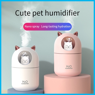 Máy Tạo Độ Ẩm Khuếch Tán Tinh Dầu 300ml Có Đèn Led Hình Mèo / Thỏ Đáng Yêu