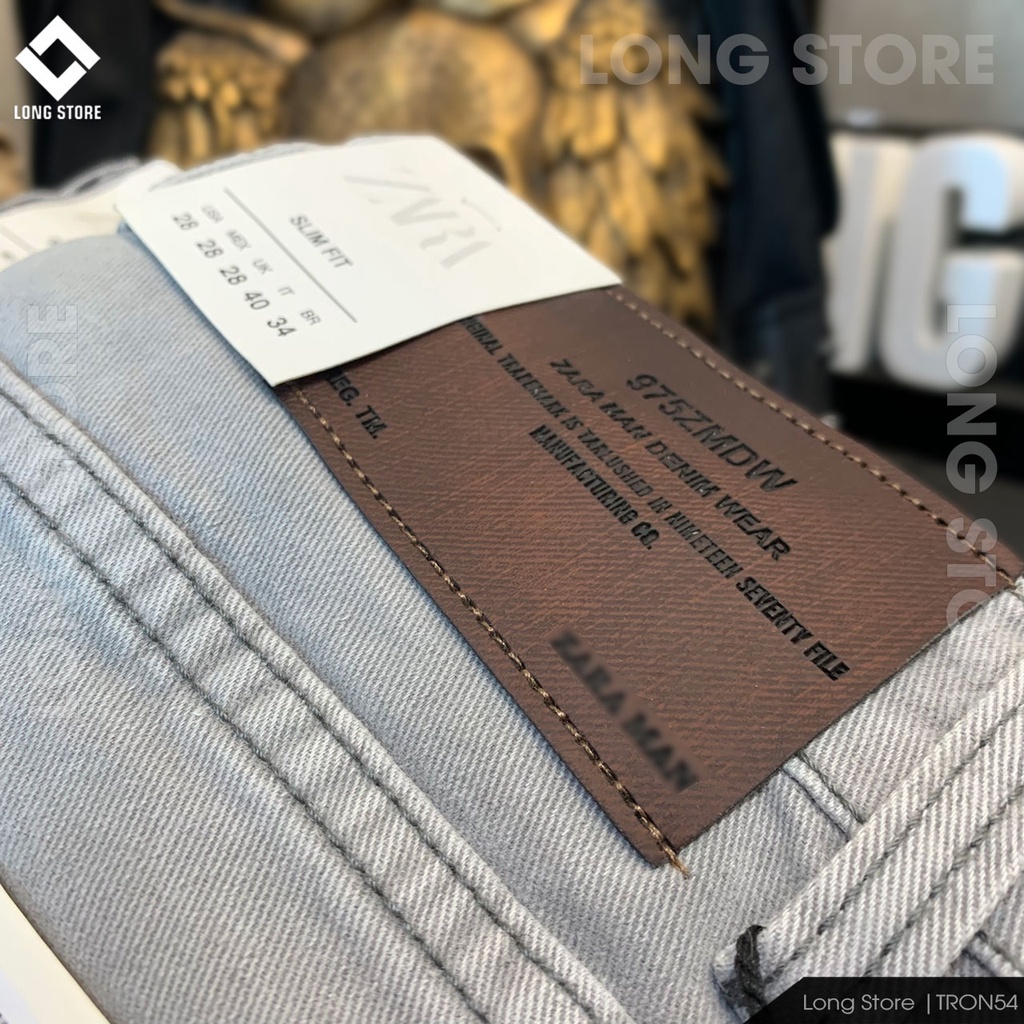 Quần jean nam trơn màu xám khói cao cấp ống đứng dáng ôm skinny chất bò co giãn LONGSTORE Tron54 | BigBuy360 - bigbuy360.vn
