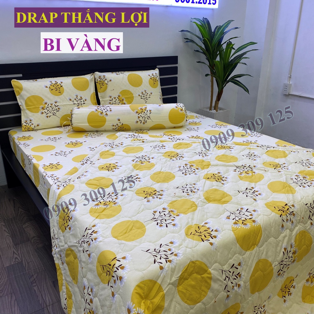 Bộ drap 1m6 + mền Thắng lợi cao cấp (ga giường 5 món) chuẩn logo cotton 100%