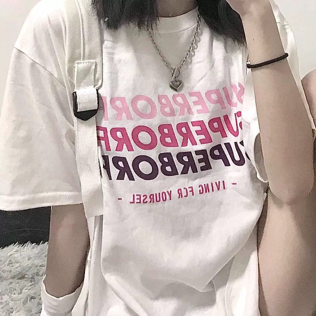 Áo thun tay lỡ nam nữ, áo phông unisex form rộng chất mát mịn thấm hút mồ hôi in chữ Superborfd sang xịn mịn