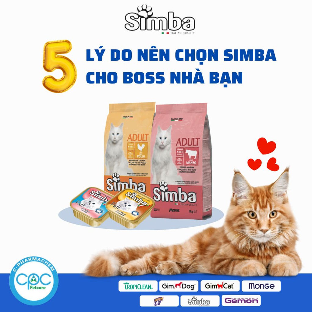 Pate cho mèo Simba italy lon 100g, thức ăn lon vị gà cá ngừ tăng cân mập mèo ốm còi Con Mèo Xiêm