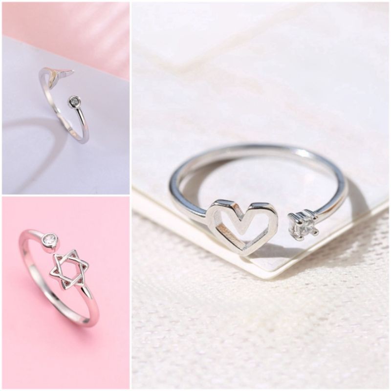 Nhẫn đính 1 hạt đá mạ bạc 925 bền màu