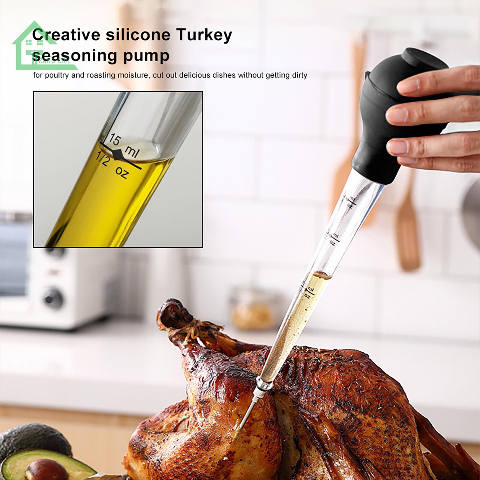 RT Turkey Baster Syringe, Meat Marinade Injector with Needles Cleaning Brush