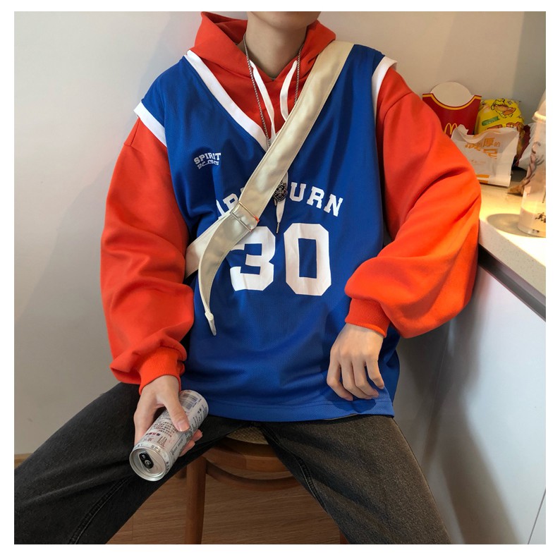 Áo hoodie nam giả 2 lớp áo bóng rổ mùa đông style hiphop cho nam | BigBuy360 - bigbuy360.vn