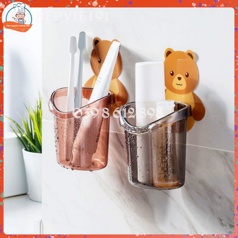 Cốc Gấu Dán Tường Siêu Dính - Dán Cạnh Bếp - Cạnh Gương Nhà Tắm - Đựng Bàn Chải Đánh Răng...