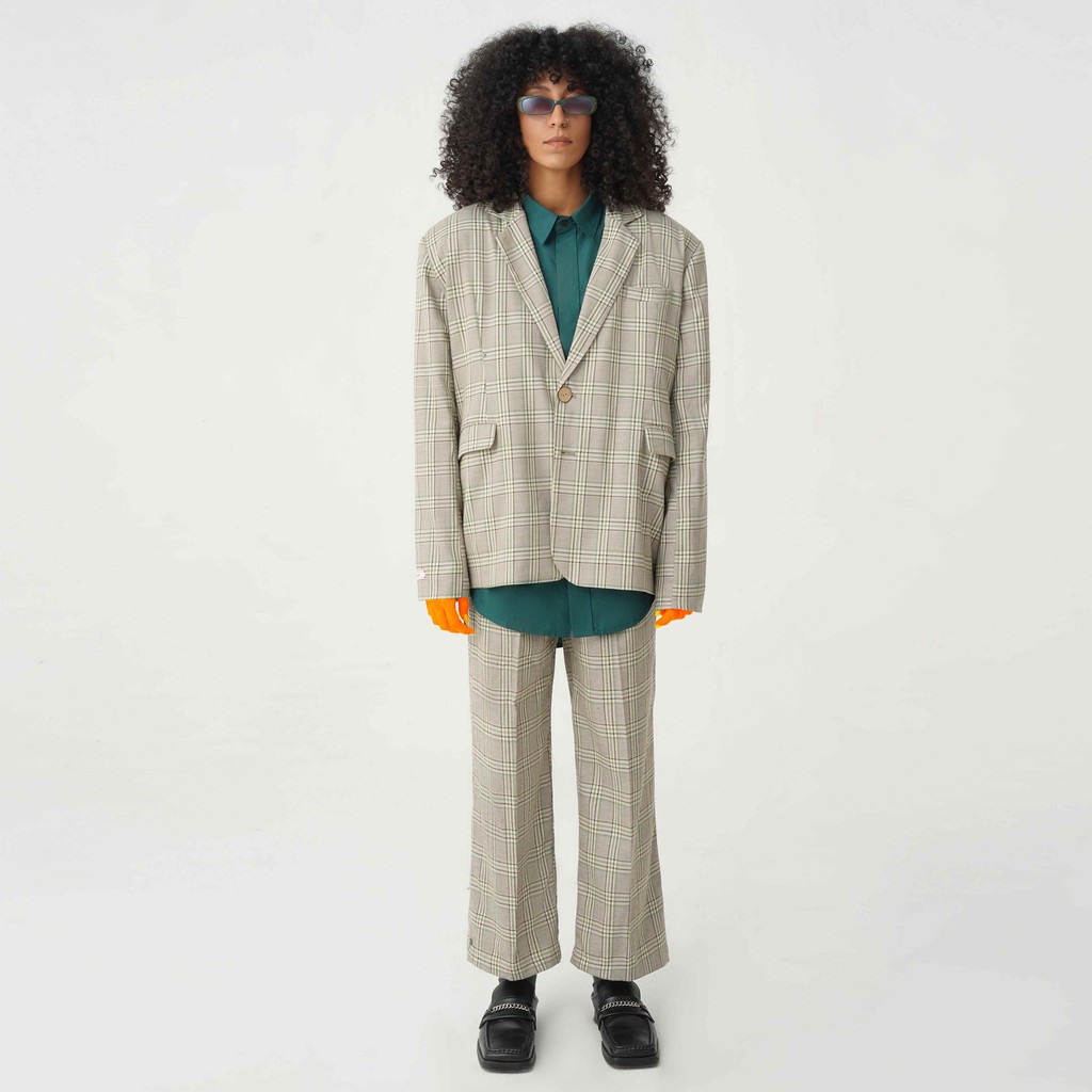 [Mã FASHIONMALLT4 giảm 15% đơn 150k] Áo khoác Blazer DECAO Three Blazer Green Caro