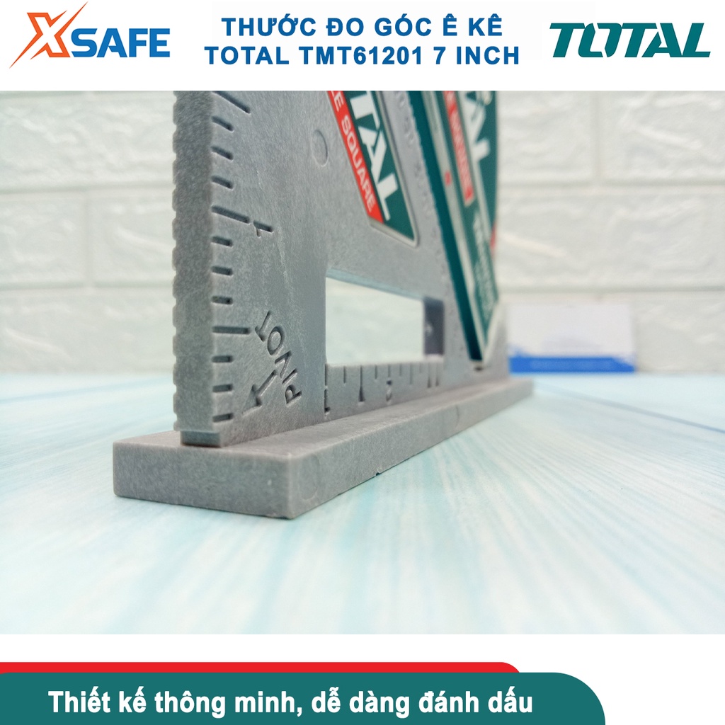 Thước ê ke 7 inch TOTAL TMT61201 Thước đo góc kích thước 7in*7in, chất liệu PA6, trọng lượng thước nhẹ chịu tác động cao