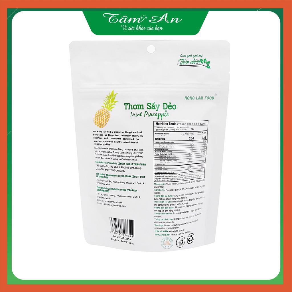 {TÂM AN} Dứa sấy dẻo gói 75g - Nông Lâm Food