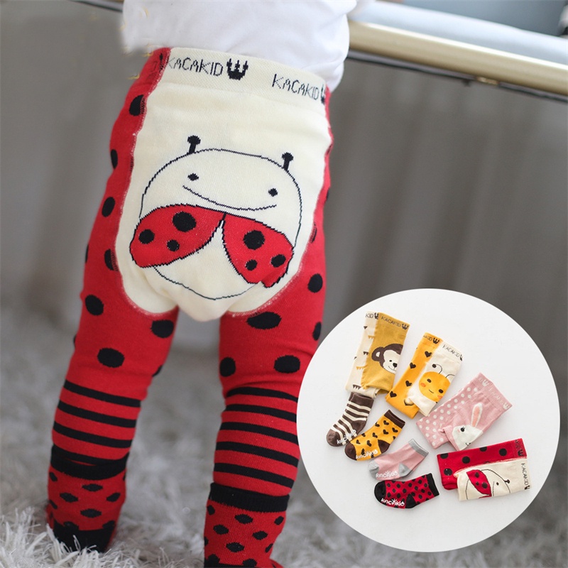 Bộ 2 Quần Tất Cotton Mềm Mại Giữ Ấm Mùa Đông In Họa Tiết Động Vật Dễ Thương Dành Cho Các Bé