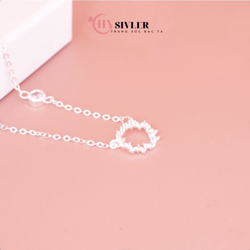 Dây chuyền bạc ta huyền thoại biển xanh mặt tròn nạm đá nữ tính dây chuyền nữ bạc thật