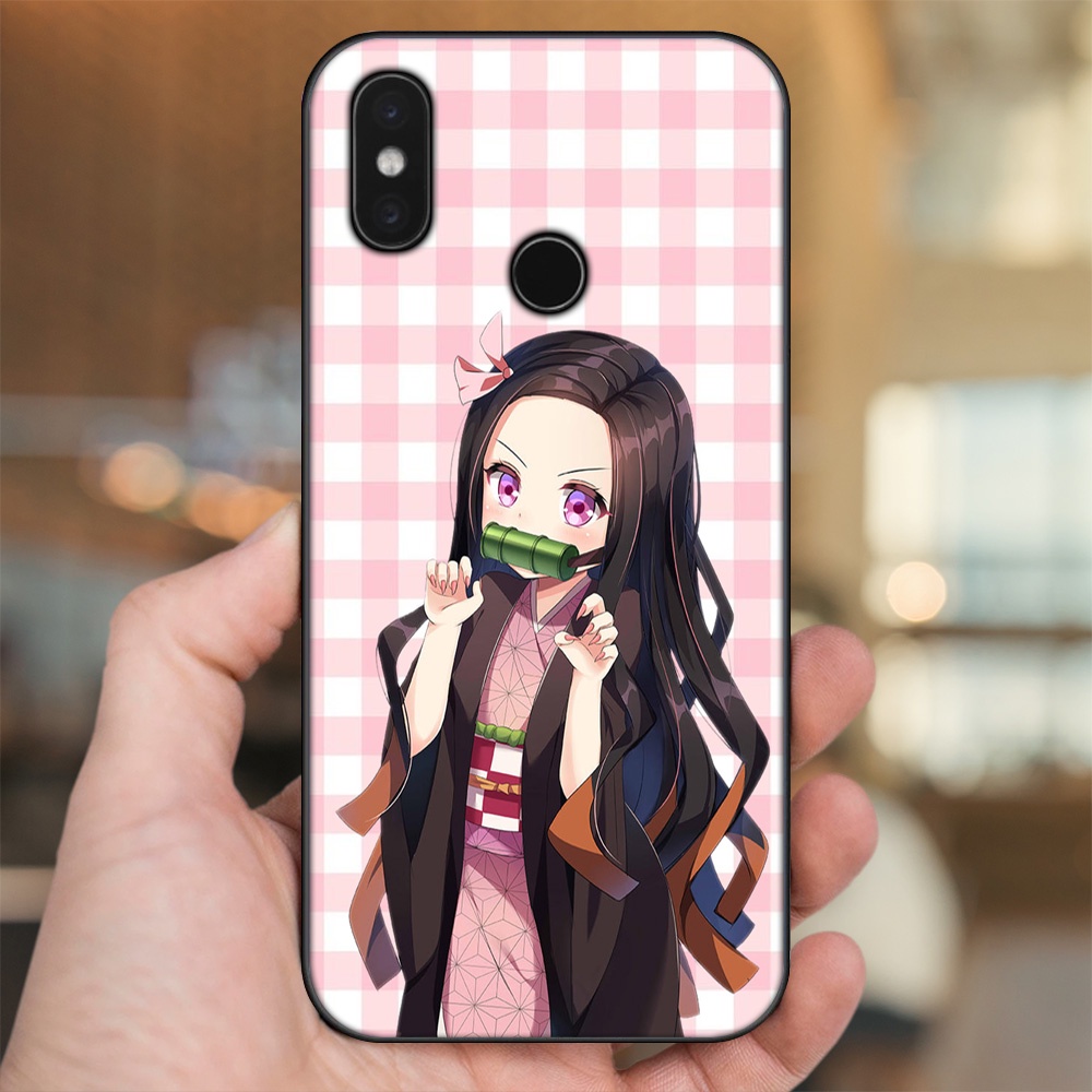 Ốp lưng Xiaomi Mi 8, Mi 8 SE viền đen in hình Nezuko Kimetsu no Yaiba