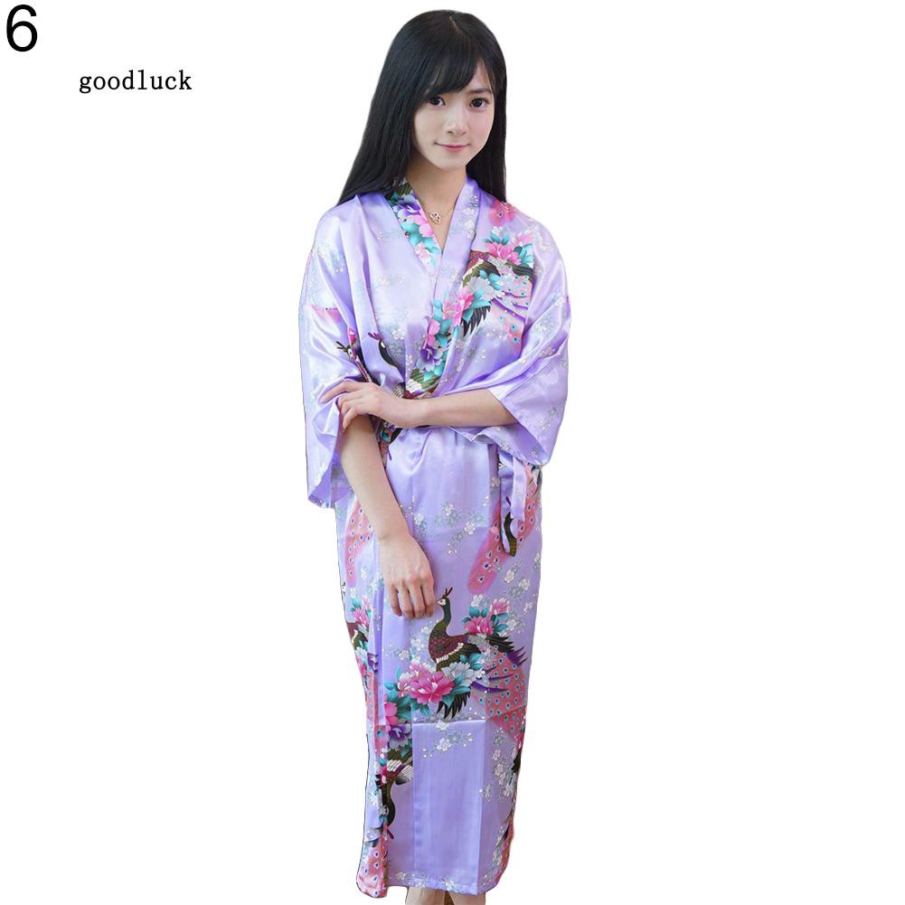 Áo choàng ngủ dài in hoa kiểu kimono đẹp mắt cho nữ | BigBuy360 - bigbuy360.vn