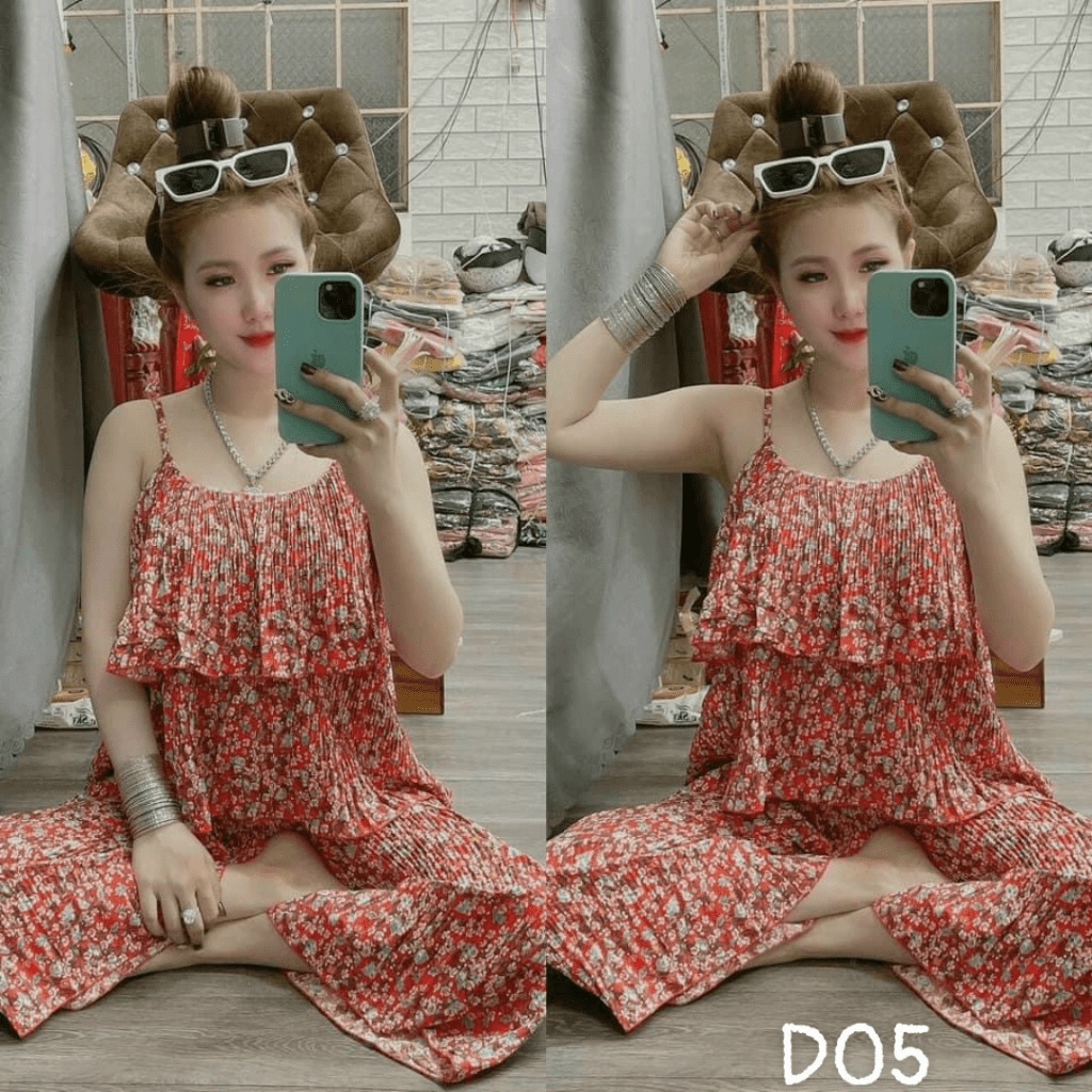 MẪU HÈ SÉT BỘ DẬP LY 2 DÂY HOA SANG CHẢNH TÔN DÁNG DX HHP