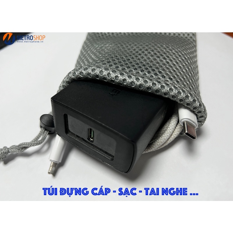 TÚI LƯỚI ĐỰNG PIN DỰ PHÒNG, SẠC CÁP TAI NGHE (9X17CM)
