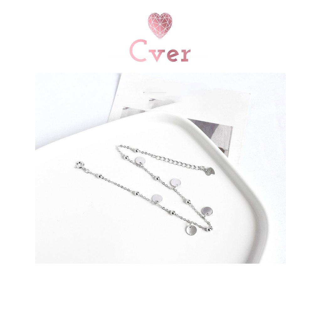 Lắc chân bạc Cver SilverS925 thiết kế mặt bạc tròn, tua rua xinh xắn LC-B89