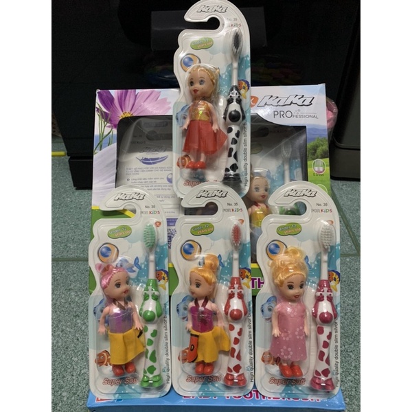 BÀN CHẢI BÉ GÁI- TẶNG BÚP BÊ - LÔNG TƠ SIÊU MỀ