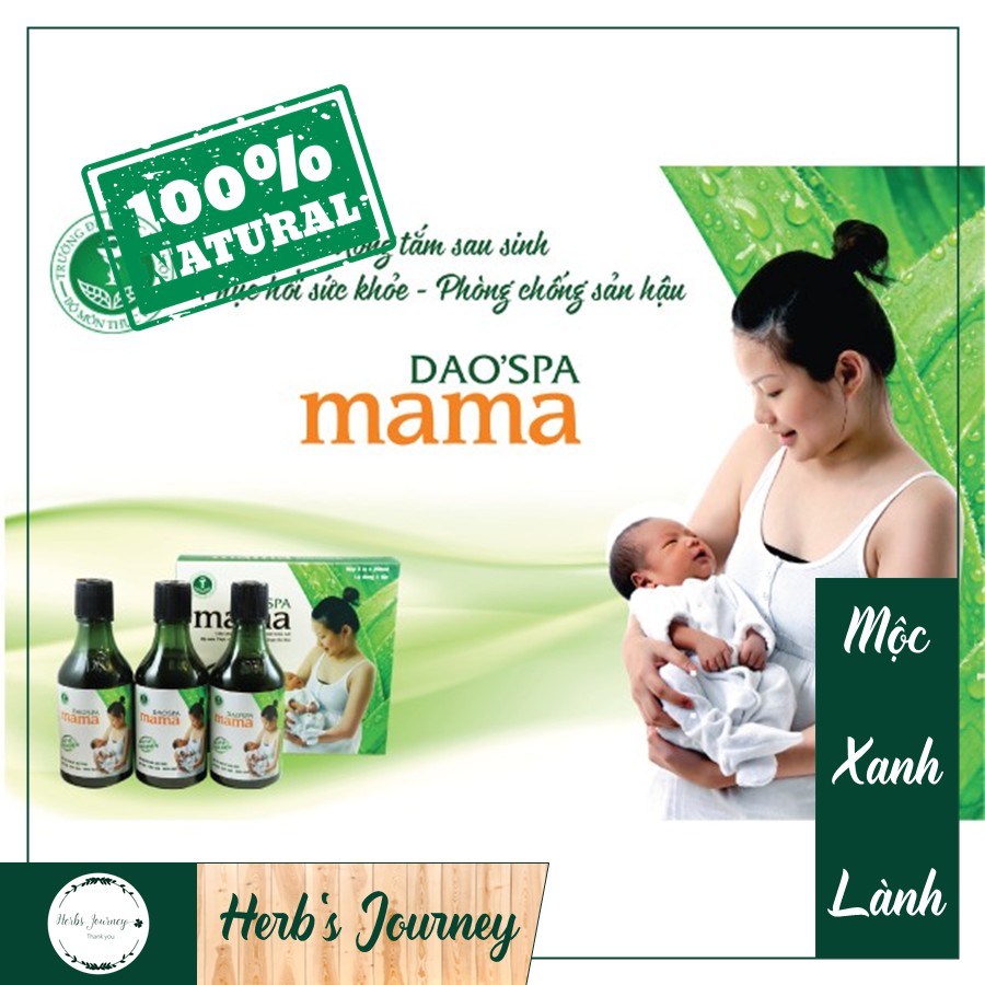 [CHÍNH HÃNG] Nước xông tắm thảo dược cho mẹ sau sinh Dao'spa mama (Hộp 3 lọ 200ml) - CTCP Dược Khoa - 100% thảo mộc