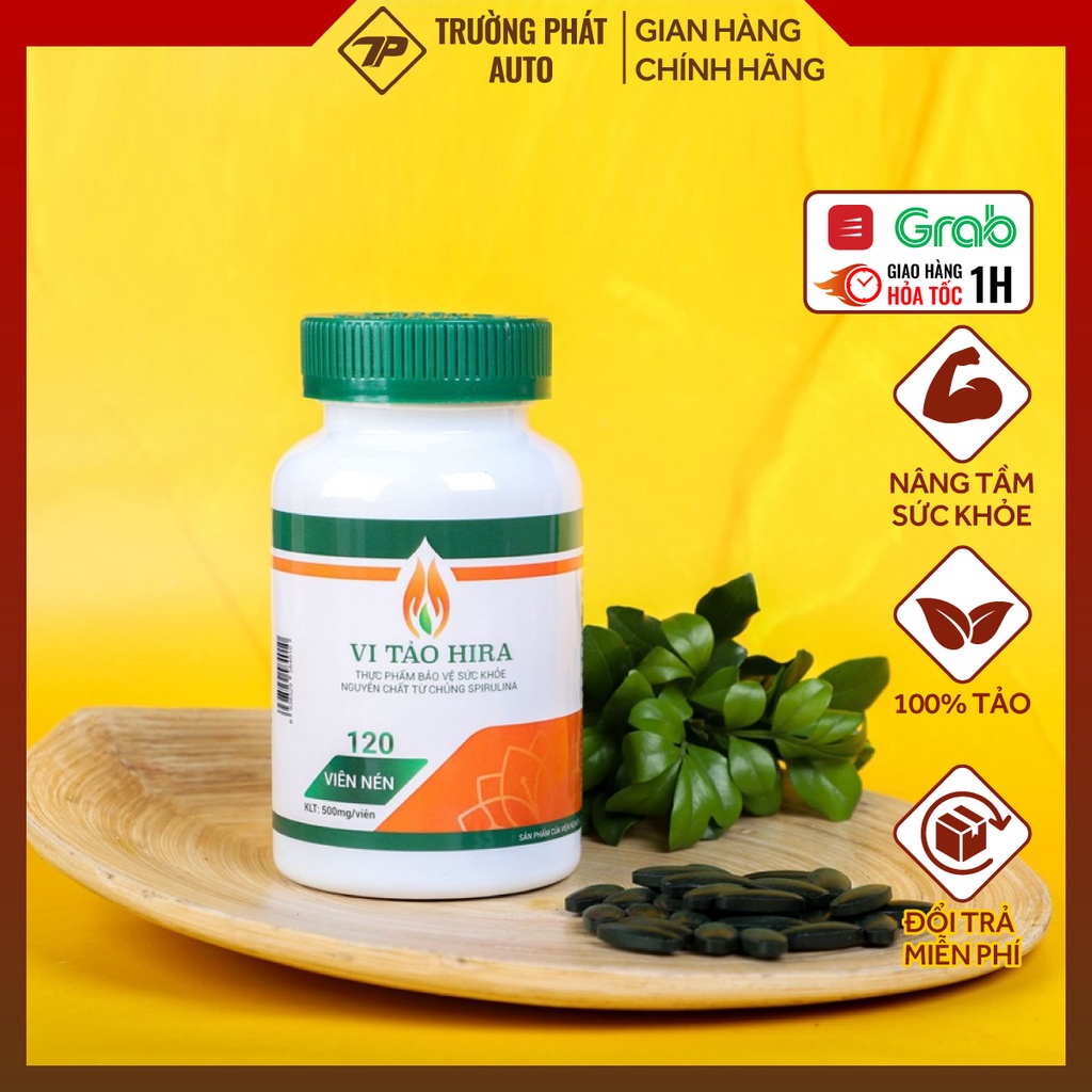 [Hàng chính hãng] Tảo xoắn Hira Spirulina nguyên chất 100% hộp 120 viên nén