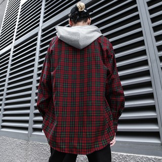 Áo Sơ Mi Hooded Flannel Jacket Màu Đỏ