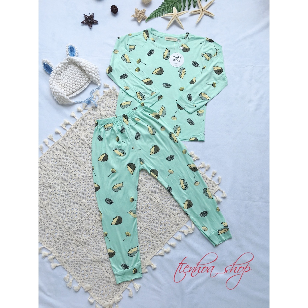 [Bé 19-32kg] Bộ tay dài thun lạnh SIZE ĐẠI Minky mom in hươu cao cổ cho bé trai bé gái từ 20-32kg