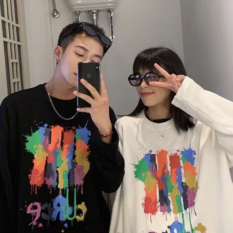 Áo Thun Tay Dài Dáng Rộng In Chữ Phong Cách Hàn Quốc Thời Trang Cho Nam Size M-5XL