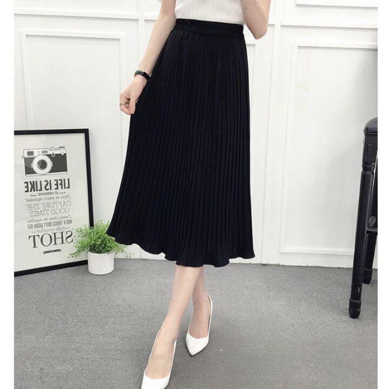 Chân váy voan dập ly 2 lớp dáng dài | BigBuy360 - bigbuy360.vn