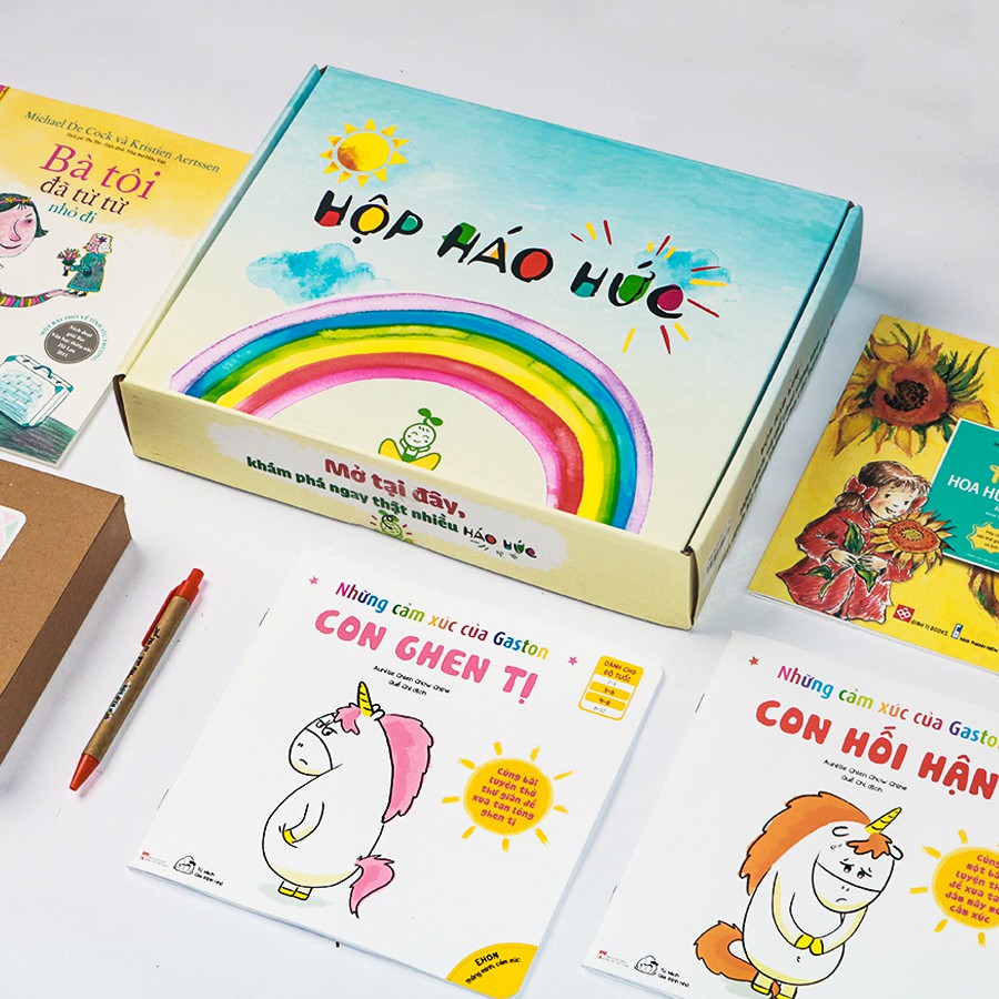 HỘP HÁO HỨC CẢM XÚC, 3-6 tuổi, Combo 4 cuốn sách về nhận biết cảm xúc, Set trò chơi QUE TRE BIẾN HÌNH T720