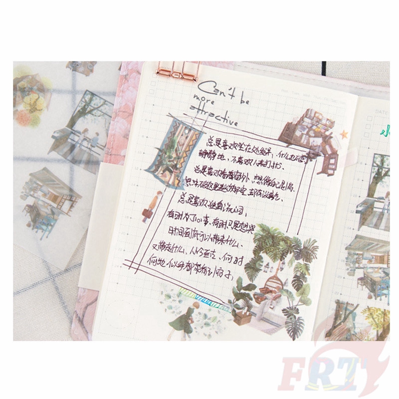 &gt; Ready Stock &lt; ❉ Family Time Giấy và decal dán tường ❉6Sheet/Set DIY Diary Scrapbooking Decals Stickers