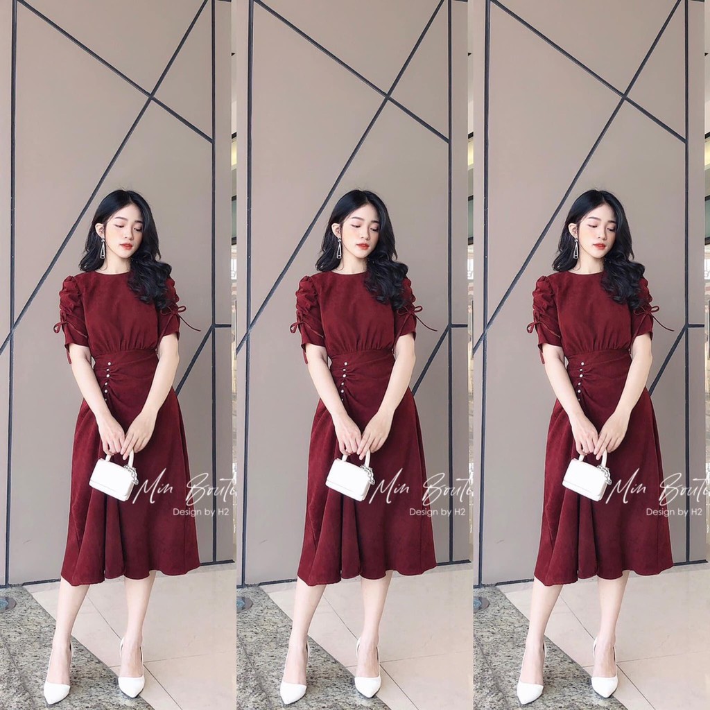 Váy Dài Nhung Đỏ 💎FREESHIP💎 Đầm Nhung Tay Lỡ - HÀNG THIẾT KẾ | BigBuy360 - bigbuy360.vn