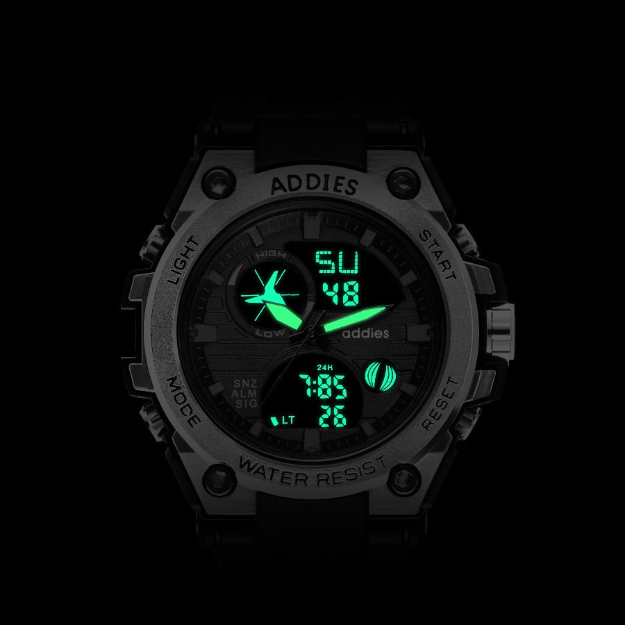 Đồng hồ thời trang nam addies dạ quang, đồng hồ phát sáng đeo tay, đồng hồ thể thao nam chống nước