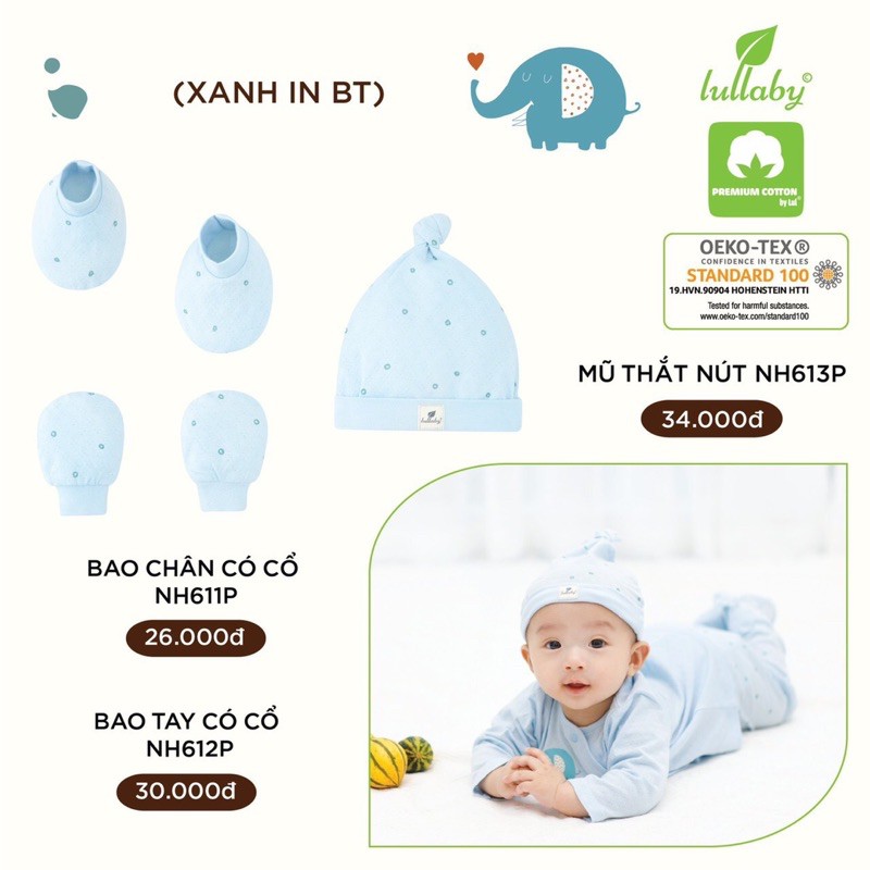 Lulaby - Mũ thắt nút , bao tay - chân có cổ NH6123P