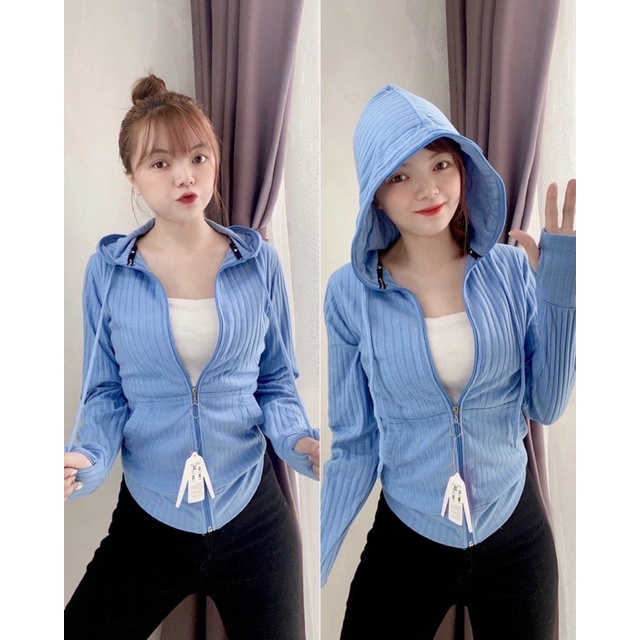 Áo Khoác Nữ Thun sọc đua 6 túi - 40kg đến 57kg