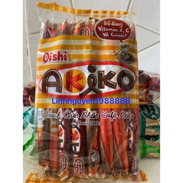 Túi 20 bánh Akiko 6 Hương Vị Socola - Sữa - Sầu Riêng - Phô Mai - Trứng - Sữa dừa - Socola cam - dưa lưới