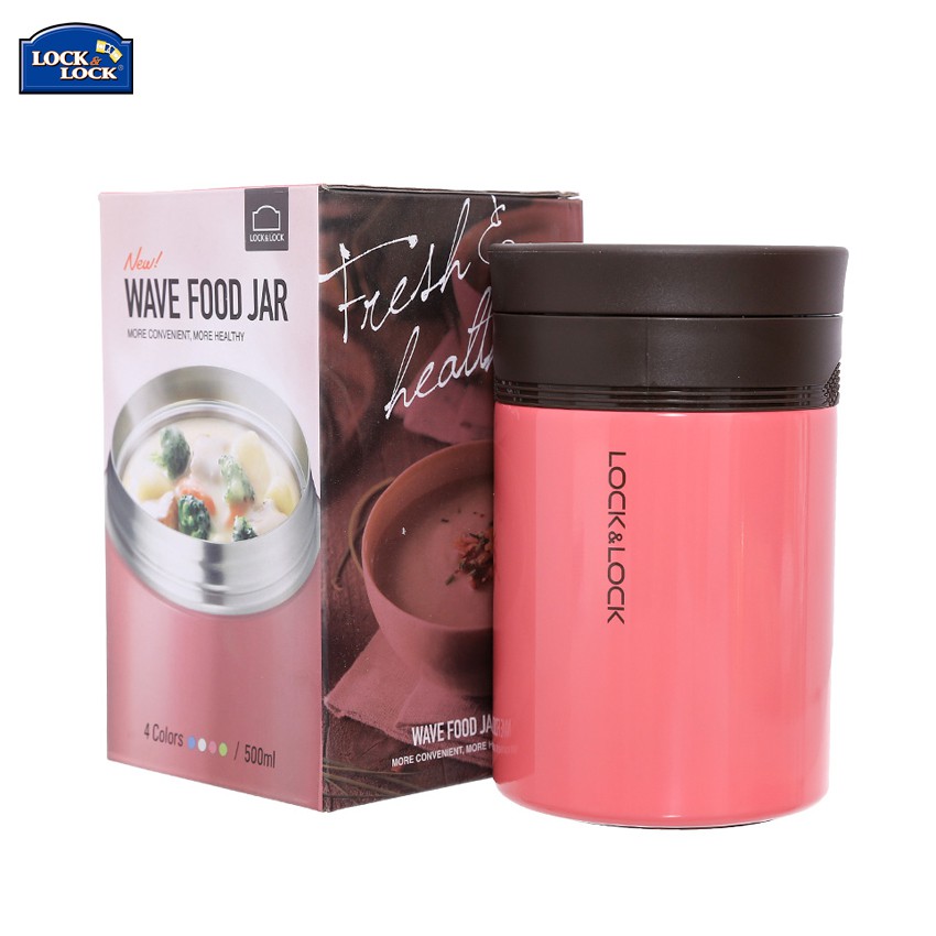 Bình giữ nhiệt Ủ cháo Food Jar Lock&amp;Lock LHC8024 500ml màu hồng - Larva Store