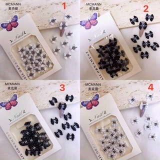 Cham nơ đính móng - nơ đen trắng phụ kiện nail