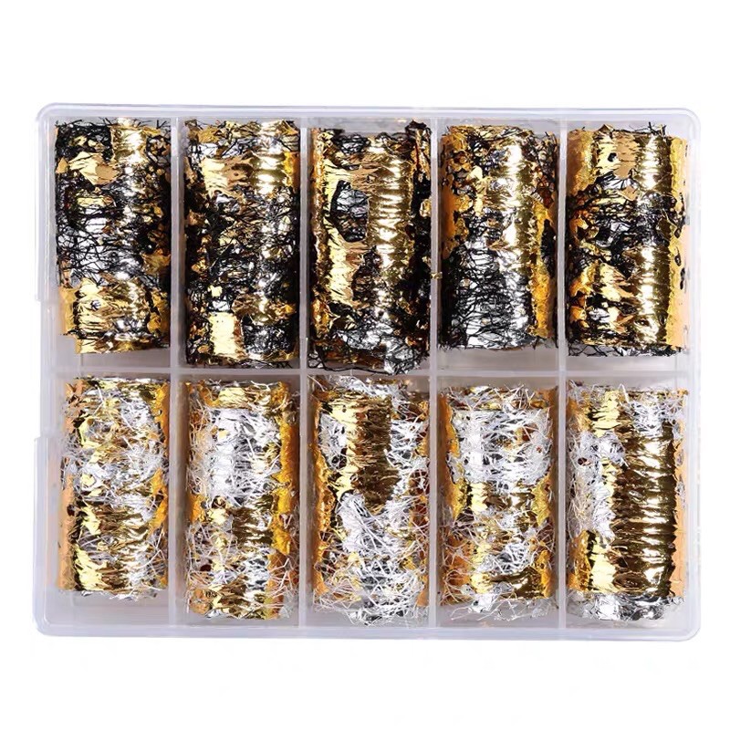 Foi ren  Hộp mười cuộn Tha hồ trang trí những bộ nails xênh lung linh , skinnail , phụ kiện làm móng, thiết kế mẫu nail.